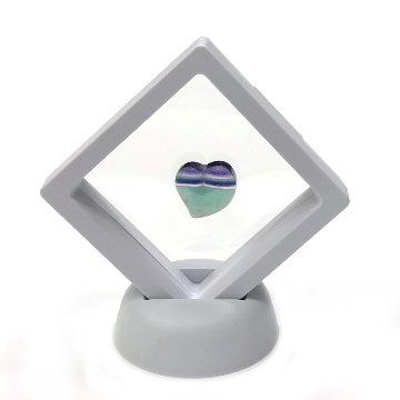 天然石 フローライト（蛍石）のルース（ハート型）02 フロートコレクションケース付き　限定品画像
