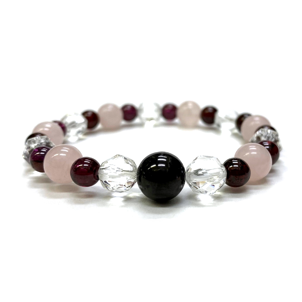 天然石 ガーネット ローズクォーツのブレスレット  (16cm) 206の画像