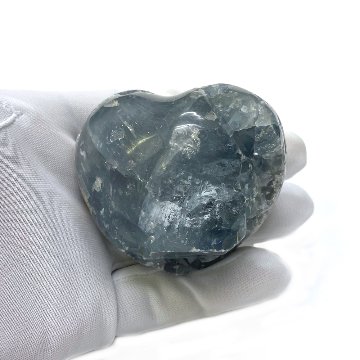おまけ付き☆天然石 セレスタイト 天青石 ハート形 原石 クラスター (210) 鉱物 鉱石 標本 置物 の画像