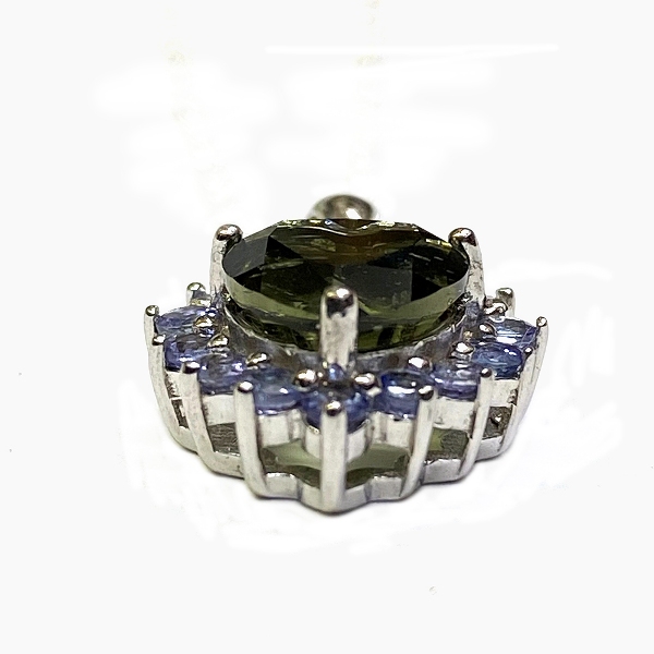 モルダバイト ネックレス (2021) ペンダント 1点物 シルバー磨き用布付き の画像