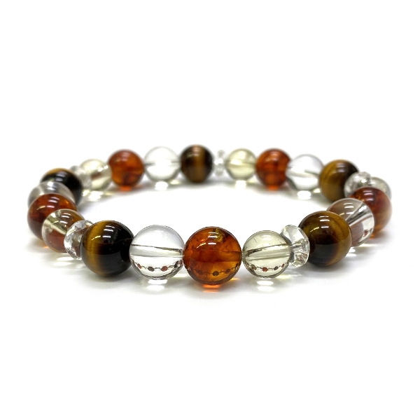 天然石 アンバー　タイガーアイのブレスレット (18cm)　201の画像