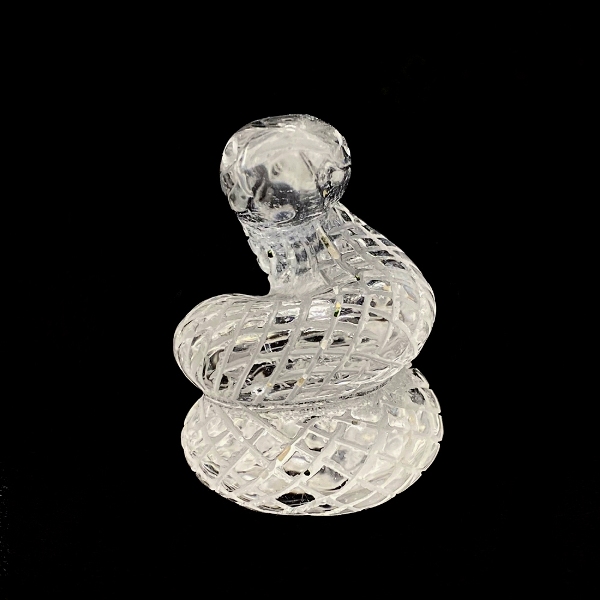 【限定品】 天然石 手彫り水晶 幸運の蛇（M）白蛇の抜け殻 ポーチ付 画像