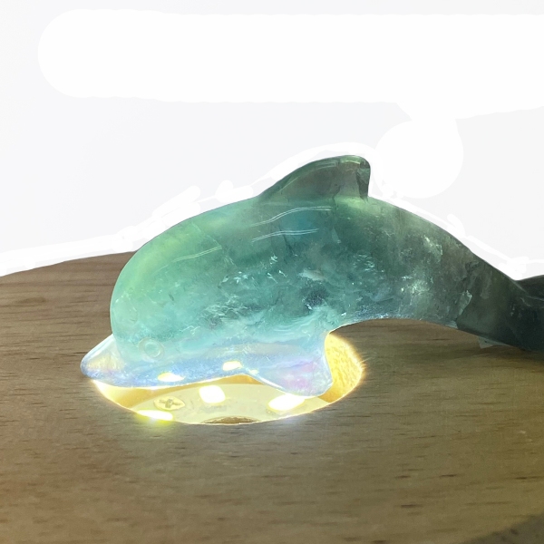 天然石 レインボーフローライト 蛍石  イルカの置物 (01) 限定品画像