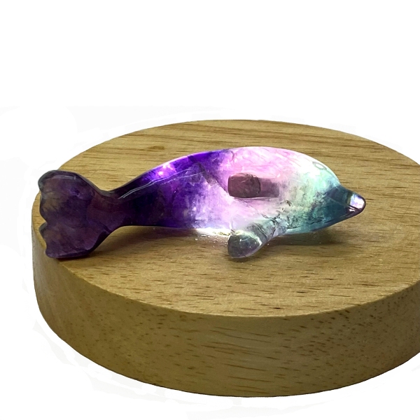 天然石 レインボーフローライト 蛍石 イルカの置物 (03) 限定品画像