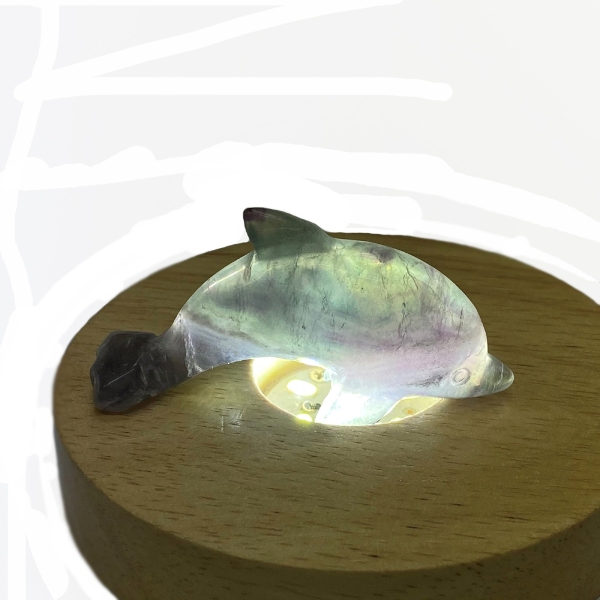 天然石 レインボーフローライト 蛍石 イルカの置物 (04) 限定品画像