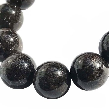 天然石 ブラックルチルクォーツ  ブレスレット (18cm) 105 【宝石鑑別書付】 限定品 の画像