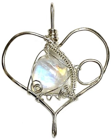 天然石 ブルームーンストーン ペンダント シルバーワイヤー ジュエリー ネックレス（205） シルバー磨き用布付 の画像