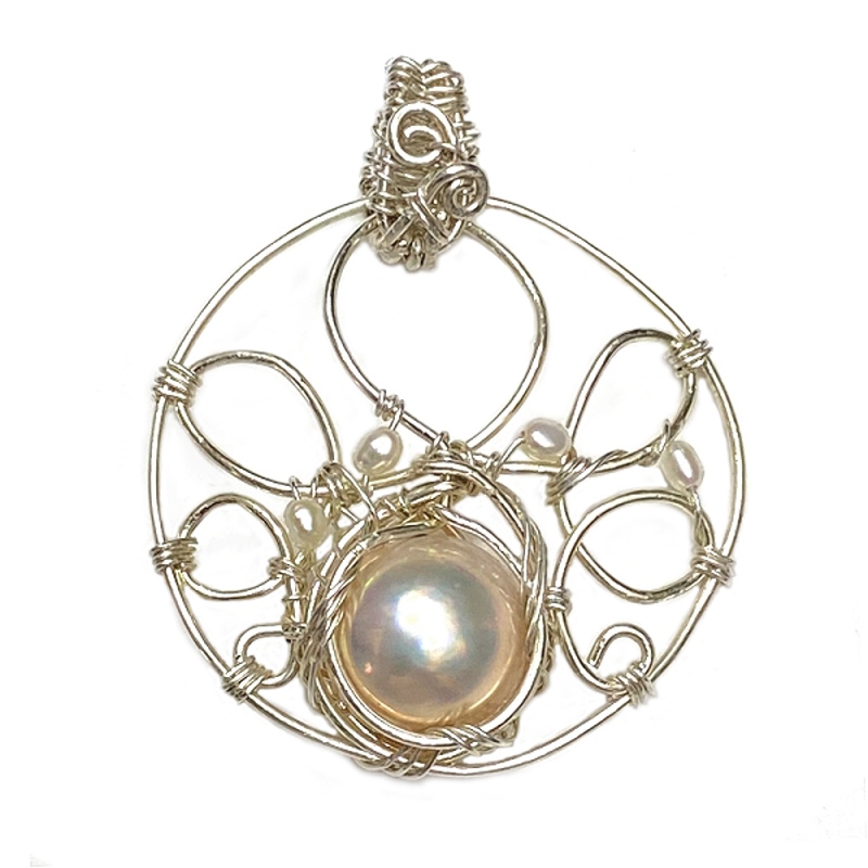 マベパール  ペンダント シルバーワイヤー ジュエリー ネックレス（206）シルバー磨き用布付 の画像