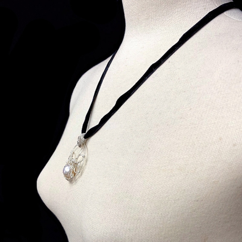 マベパール  ペンダント シルバーワイヤー ジュエリー ネックレス（206）シルバー磨き用布付 の画像