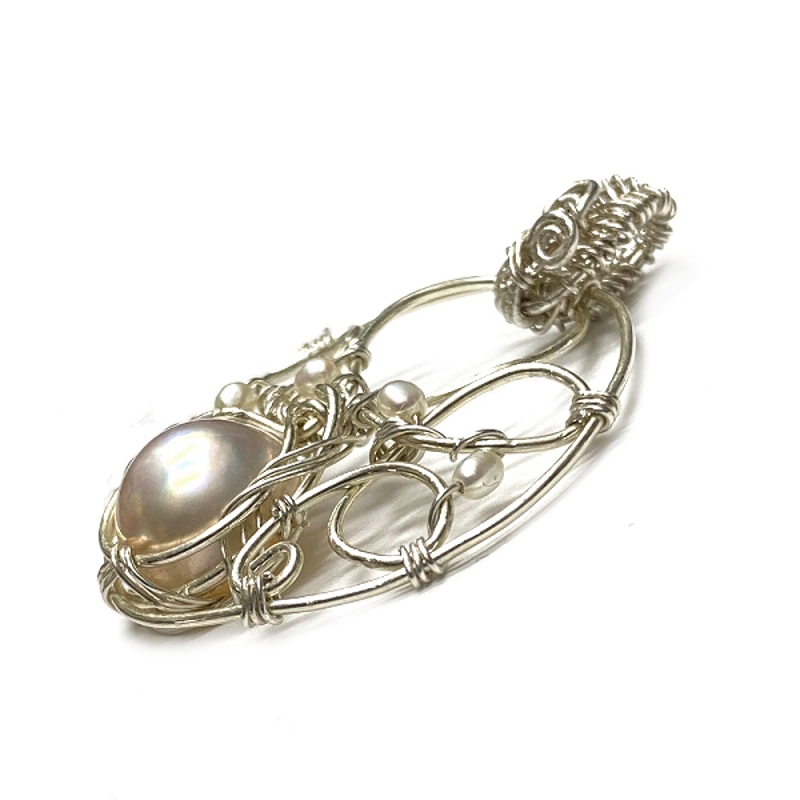 マベパール  ペンダント シルバーワイヤー ジュエリー ネックレス（206）シルバー磨き用布付 の画像