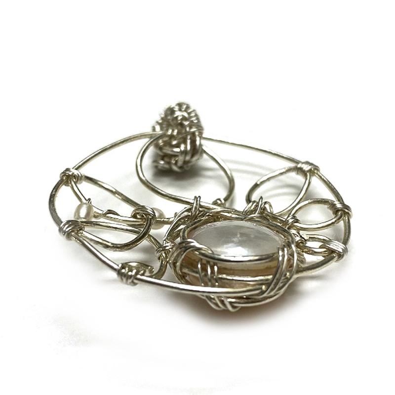 マベパール  ペンダント シルバーワイヤー ジュエリー ネックレス（206）シルバー磨き用布付 の画像