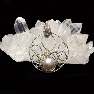 マベパール  ペンダント シルバーワイヤー ジュエリー ネックレス（206）シルバー磨き用布付 の画像