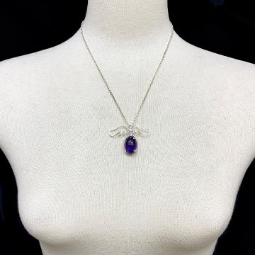 天然石 アメジスト ペンダントシルバーワイヤー ジュエリー ネックレス（210）シルバー磨き用布付の画像