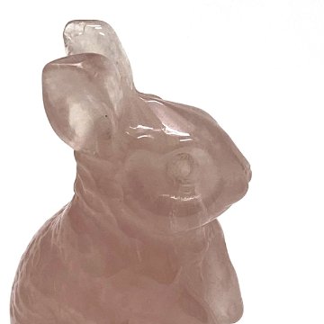 天然石  ローズクォーツ  ウサギ  卯年 置物（2301）「おまかせ品」画像
