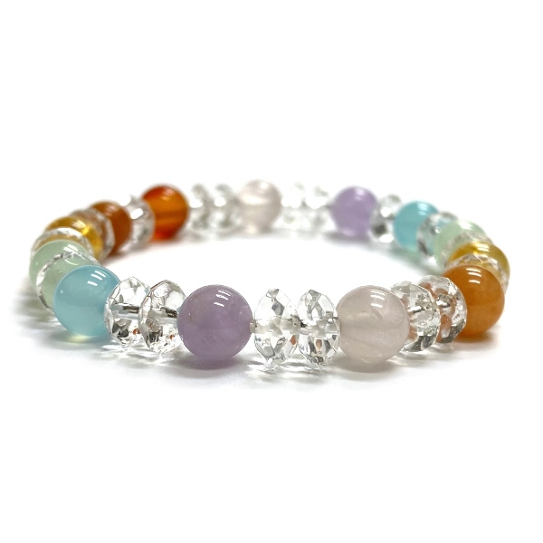 厄除け  魔除け 七色 天然石 ブレスレット 220 (16cm、16.5cm、17cm) の画像