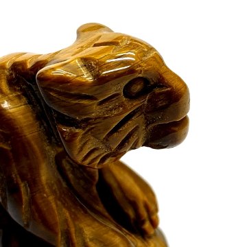 天然石 タイガーアイ 虎目石  虎の彫刻品 (2112）Mサイズ 画像