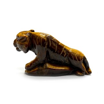 天然石 タイガーアイ 虎目石  虎の彫刻品 (2113）Mサイズ 画像