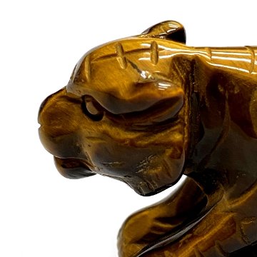 天然石 タイガーアイ 虎目石  虎の彫刻品 (2113）Mサイズ 画像