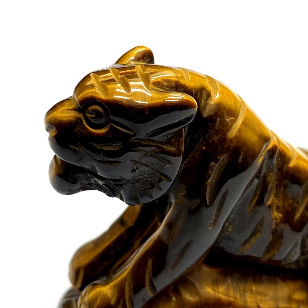 天然石 タイガーアイ 虎目石  虎の彫刻品 (2114）Mサイズ 画像