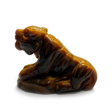 天然石 タイガーアイ 虎目石  虎の彫刻品 (2115）Mサイズ 画像