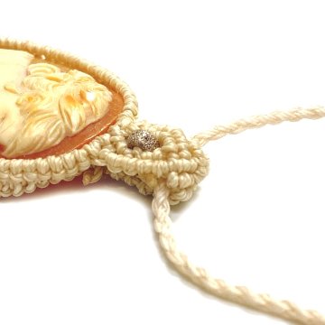 天然石 カメオ  マクラメ編み 紐編み  ネックレス（2139）画像