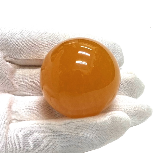 天然石 オレンジカルサイト 丸玉  4cm（2301）六芒星台付き 【おまかせ品・1個】　画像