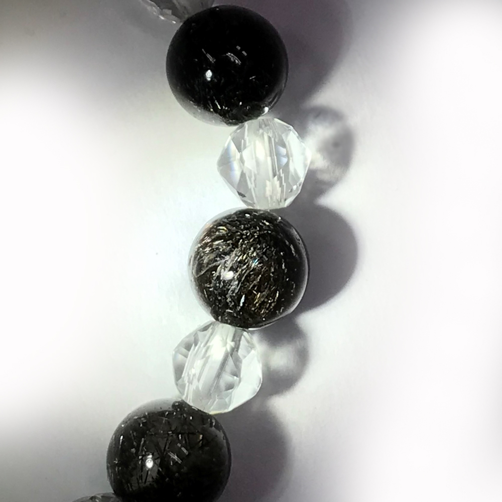  天然石 ブラックルチルクォーツ　ブレスレット (16.5cm) 11の画像