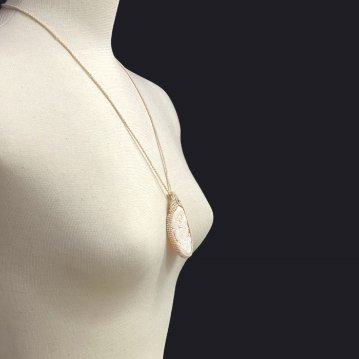 天然石 カメオ  マクラメ編み 紐編み  ネックレス（2448）の画像