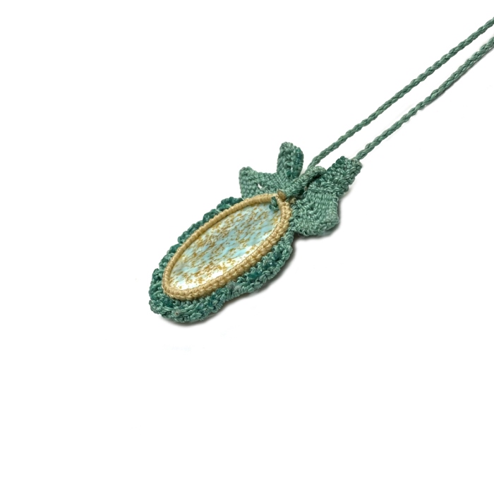 天然石 アマゾナイト マクラメ編み 紐編み  ネックレス（2451）の画像