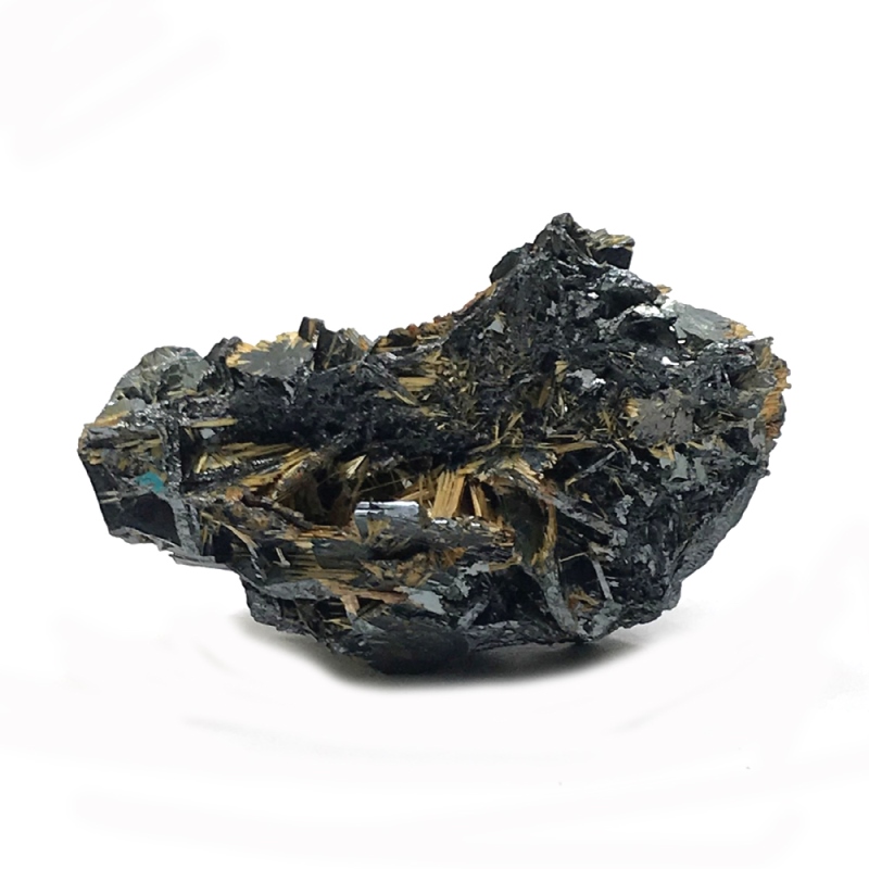  天然石  ゴールドタイチンルチル  原石 クラスター ヘマタイト結晶  (701)　激レア！の画像