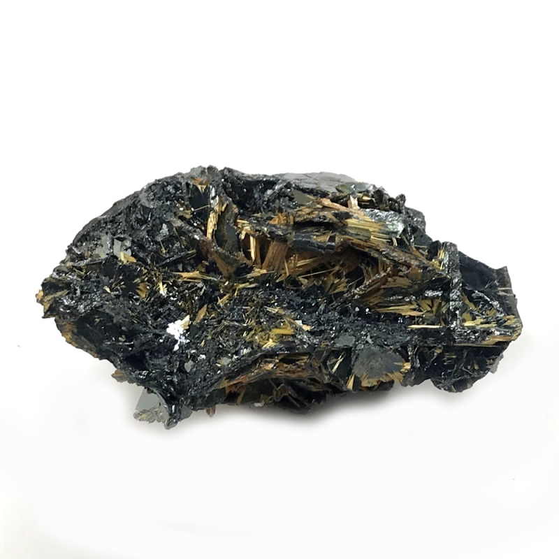  天然石  ゴールドタイチンルチル  原石 クラスター ヘマタイト結晶  (701)　激レア！の画像