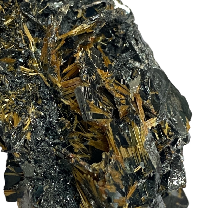  天然石  ゴールドタイチンルチル  原石 クラスター ヘマタイト結晶  (701)　激レア！の画像