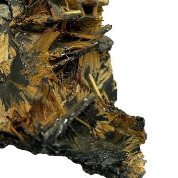  天然石  ゴールドタイチンルチル  原石 クラスター ヘマタイト結晶  (701)　激レア！の画像