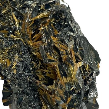  天然石  ゴールドタイチンルチル  原石 クラスター ヘマタイト結晶  (701)　激レア！の画像