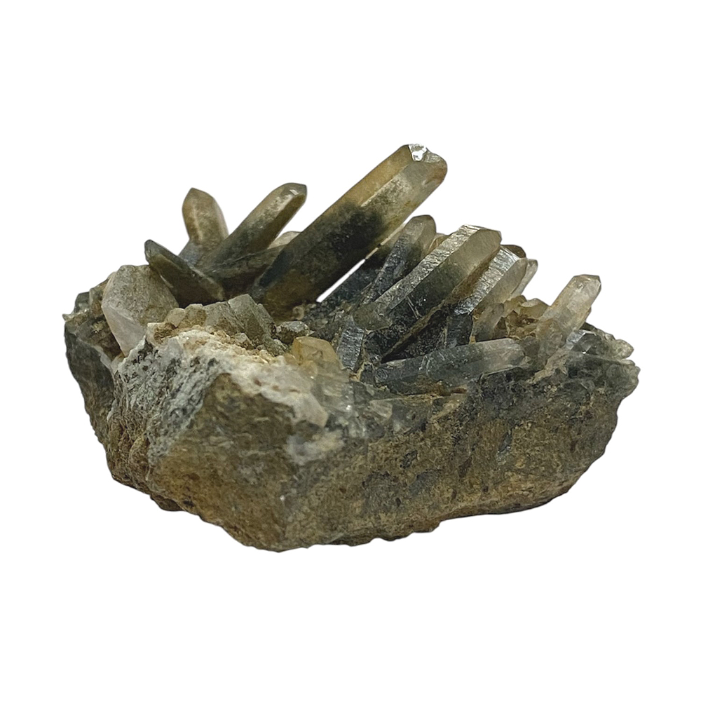 天然石  ガネーシュヒマール産  ヒマラヤ水晶 クラスター  クローライトINクォーツ（2571）プレート付きの画像