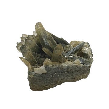 天然石  ガネーシュヒマール産  ヒマラヤ水晶 クラスター  クローライトINクォーツ（2571）プレート付きの画像