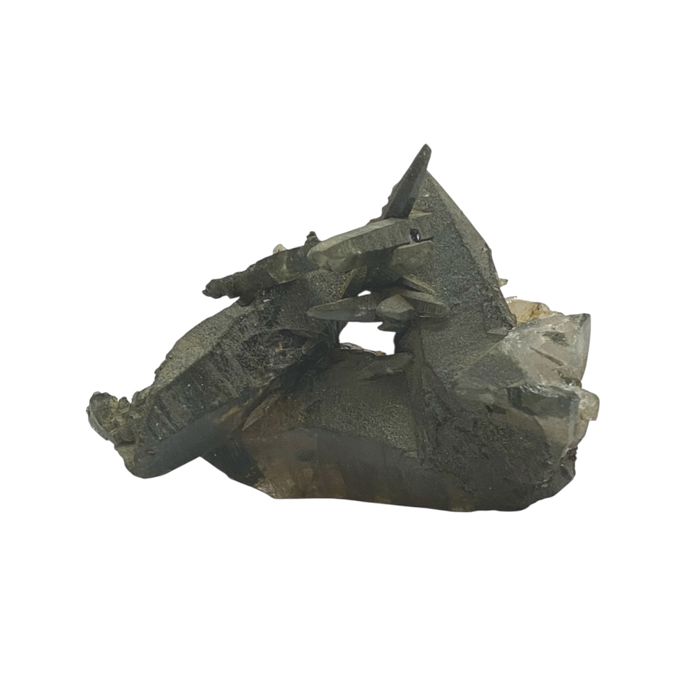 天然石  ガネーシュヒマール産  ヒマラヤ水晶 クラスター  クローライトINクォーツ（2572）の画像