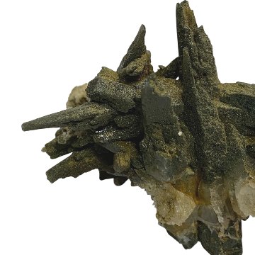天然石  ガネーシュヒマール産  ヒマラヤ水晶 クラスター  クローライトINクォーツ（2574）プレート付きの画像