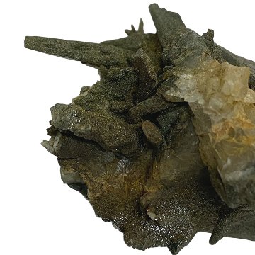 天然石  ガネーシュヒマール産  ヒマラヤ水晶 クラスター  クローライトINクォーツ（2574）プレート付きの画像