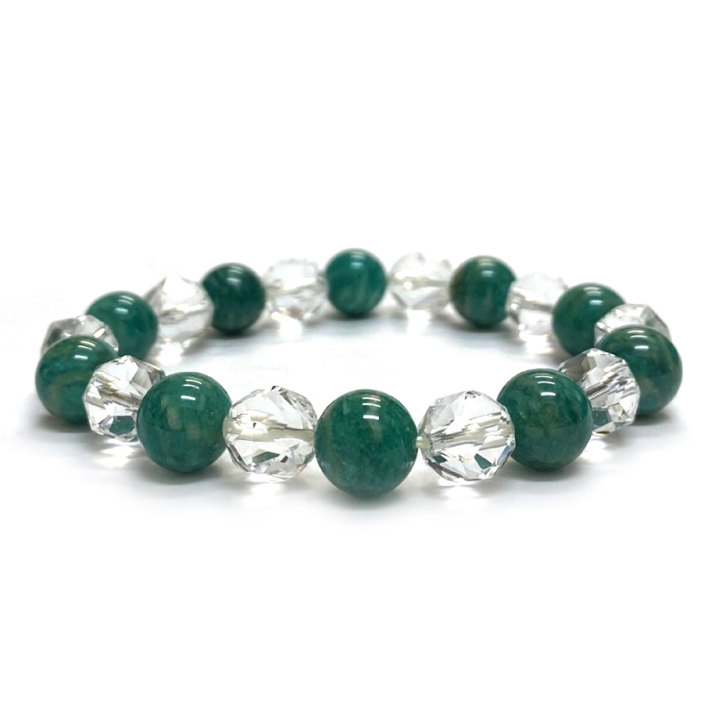 天然石  ロシアアマゾナイト 水晶とブレスレット (17cm) 2592の画像