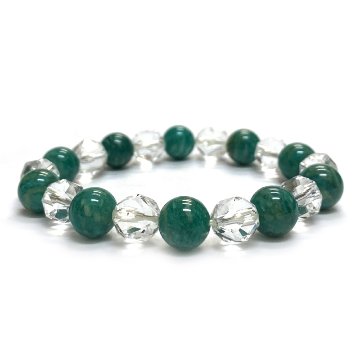 天然石  ロシアアマゾナイト 水晶とブレスレット (17cm) 2592の画像