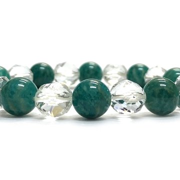 天然石  ロシアアマゾナイト 水晶とブレスレット (17cm) 2592の画像