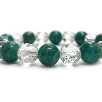 天然石  ロシアアマゾナイト 水晶とブレスレット (17cm) 2592の画像