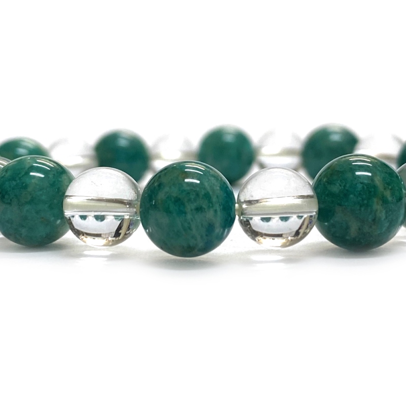 天然石  ロシアアマゾナイト 水晶のブレスレット  (17.5cm) 2593の画像