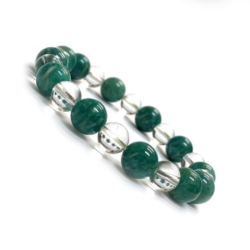 天然石  ロシアアマゾナイト 水晶のブレスレット  (17.5cm) 2593の画像