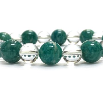 天然石  ロシアアマゾナイト 水晶のブレスレット  (17.5cm) 2593の画像