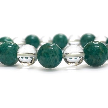 天然石  ロシアアマゾナイト 水晶のブレスレット  (17.5cm) 2593の画像