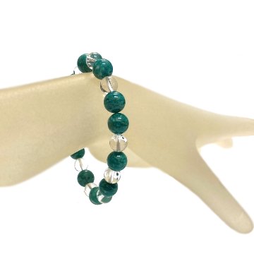 天然石  ロシアアマゾナイト 水晶のブレスレット  (17.5cm) 2593の画像