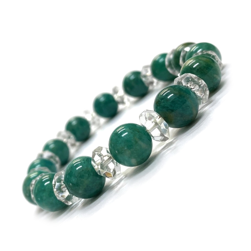 天然石  ロシアアマゾナイト 水晶 ブレスレット  (17.5cm) 2594の画像