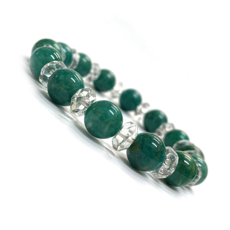 天然石  ロシアアマゾナイト 水晶 ブレスレット  (17.5cm) 2594の画像